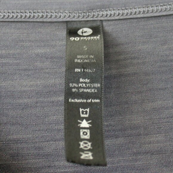 90 Degrees Heather Grey Long-Sleeve V-Neck Athletic Relaxed T-Shirt Top Small - Picture 3 of 3